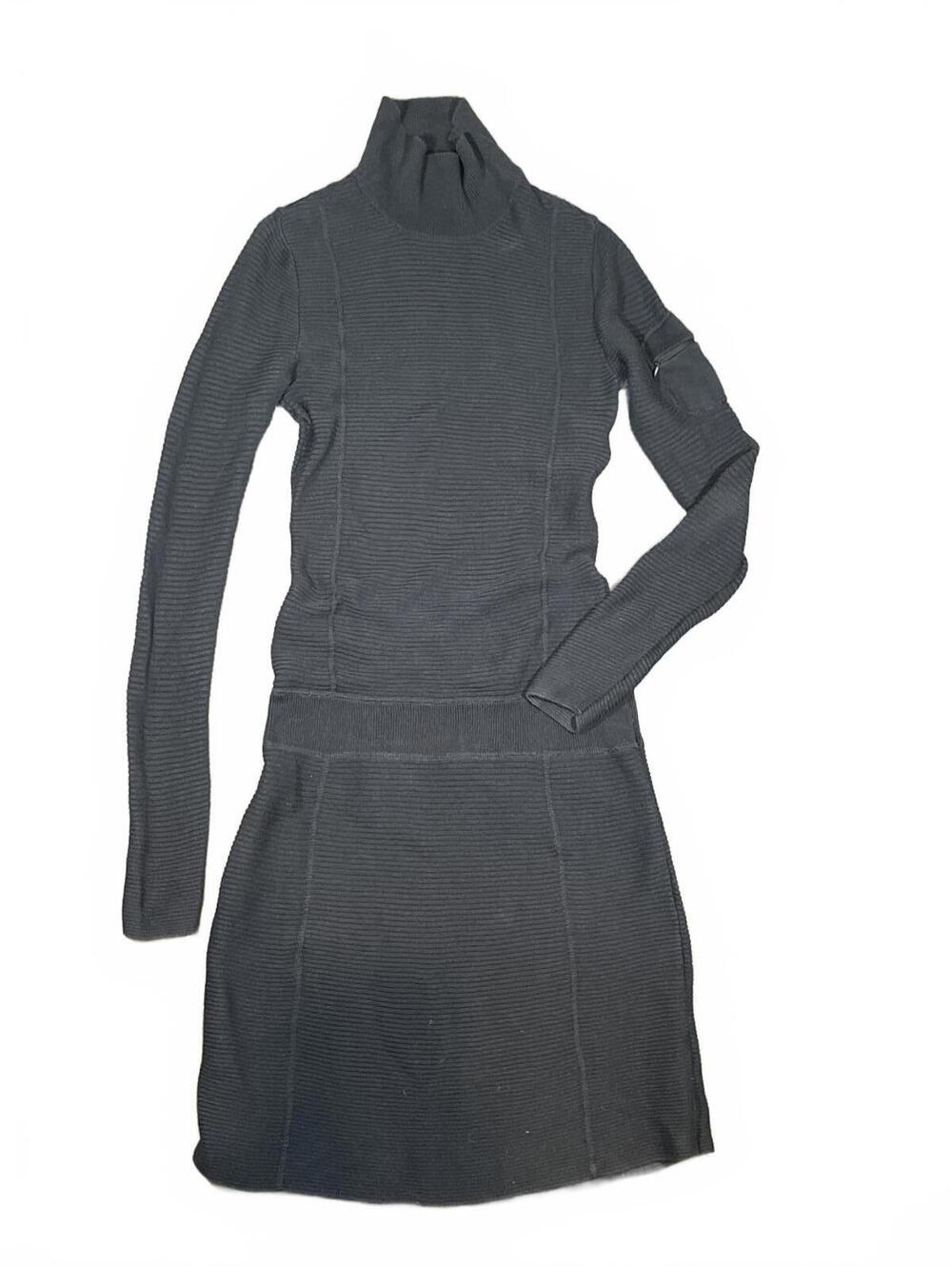 Athleta River Head Ribbed RARE Sweater Dress Long Sleeve Mock Neck Black Small